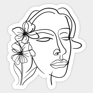 Lines Face and Flower Sticker